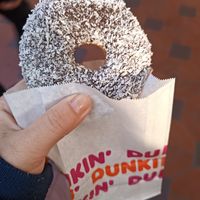 Coconut chocolate donut at Dunkin' - Copenhagen Central Station in Copenhagen