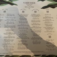 The menu  at Tiger Rock  in Liverpool