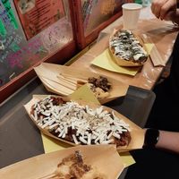 Spicy and regular takoyaki- I added vegan cheese to mine at OKO Takoyaki in Osaka