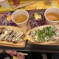 Soy Sauce Takoyaki and Salted Sesame Oil Takoyaki at OKO Takoyaki in Osaka