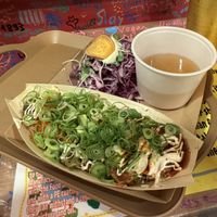 Spicy takoyaki with spring onions  at OKO Takoyaki in Osaka