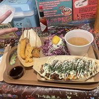 Fried skewers and takoyaki  at OKO Takoyaki in Osaka