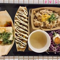 Set meal with additional cold silken tofu as a side dish 🤍  at OKO Takoyaki in Osaka