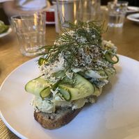 Potato salad on bread   at Sfera in Berlin