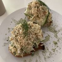 Potato salad on sourdough bread   at Sfera in Berlin