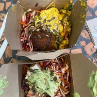 Two vegan small salad boxes 💚 at Alpha Bar in Oxford