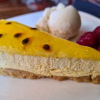 Vegan passion fruit cheesecake at JunJaow Thai in Torquay