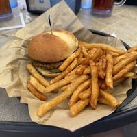 Mackey burger with vegan pattyy  at Macky's Grill in Payson