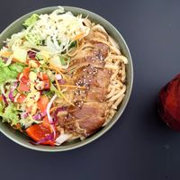 Ente mit Udonnudeln at Project Vegan in Koblenz