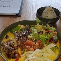 What the duck with extra rice at Project Vegan in Koblenz