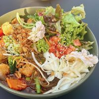 noodles with peanut-soy-sauce and chicken  at Project Vegan in Koblenz