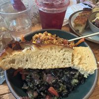 Quinoa, black bean salad, ciabatta and hummus   at Harken Cafe in Charleston