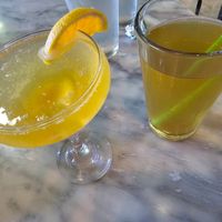 Bottomless mimosa and green tea at Vibe Vegan Bistro in Destin