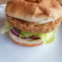 Crispy "chicken" sandwich at XO Bar in Portland