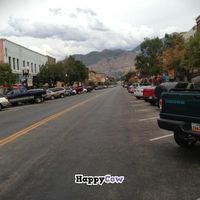 View of the old town Ogden street at A Good Life Cafe and Juice Bar in Ogden