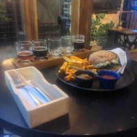 Portabello burger. Made vegan by saying "no cheese, substituting bread for the beyond burger's vegan bread" at Santa Rosa in Quito