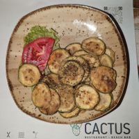 Fried zucchini at Cactus Beach Paros in Paros