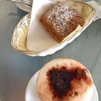 Vegan hazelnut pastry and soy cappuccino at Bar Gelateria Pochintesta in Domaso