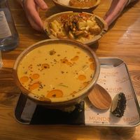 Laksa (Malaysian broth with tofu), Massamam wedges, Katsu curry with veggie chicken   at Mundo Street Food in Ibiza