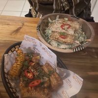 Argentinian Corn Ribs and Thai Mango bowl with tofu   at Mundo Street Food in Ibiza