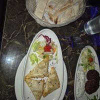 Falafel starter and filo pastry stuffed with cheese and spinach at Topkapi Palace in Manchester