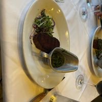 Vegan steak with the vegan sauce   at Charley's Steak House in Orlando