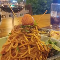 Vegan spaghetti with eggplant at Simge Gourmet Kitchen in Antalya
