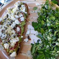Bread with Avocado and Vegan feta at Vegan Vibes in Berlin