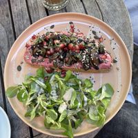 Hummus Bread with Mushrooms  at Vegan Vibes in Berlin