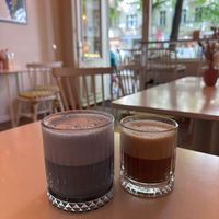 Blue chai and flat white at Vegan Vibes in Berlin