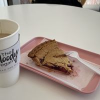 Cherry pie and coffee for my inner agent Cooper  at The Moody Vegan in Los Angeles