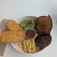 Breakfast bowl with sausage at The Moody Vegan in Los Angeles