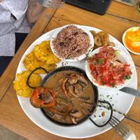 Veg dish with brown sauce.  at Salsa Brava Restaurante Caribeño in Puerto Viejo De Talamanca