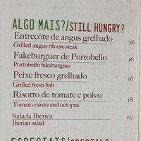 The main meal options  at Antiga Wine Bar in Lisbon