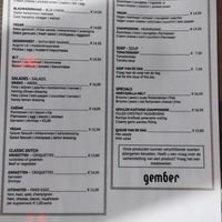 Food menu: vegan sandwich, salad & pizza at Restaurant Gember in The Hague