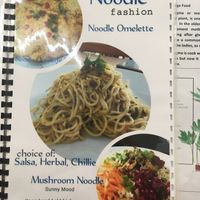Vegan and vegetarian noodle options on the menu  at Fren's Get Together  in Kuching