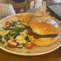 Falafel burger salad and chips  at The Cowshed Dorset in Poole