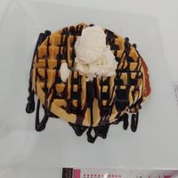 Waffle with ice cream at Dessert Spot Oxted in Oxted