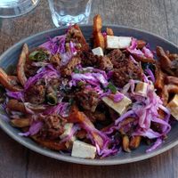 Poutine végane at Le Trèfle Limoilou in Quebec