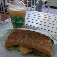 TLT tostada and pro juice at Tienda Natural La Granola in Montevideo