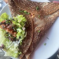 Vegan galette (veggies inside and a side of salad)  at Le Anne Charlotte in Honfleur