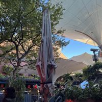 Courtyard seating area  at Jardin Nelson in Montreal