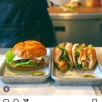 Vegan burger & vegan chop cheese  at Kelso's Sandwich Shoppe in Abbotsford