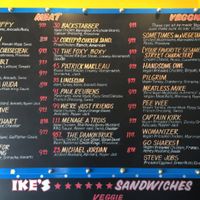 Ike's menu, with separate vegetarian/vegan list at Ike's in Cupertino