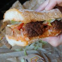 Meatless Mike Vegan Sub on GF bread. Really good Vegan meatballs at Ike's in Cupertino