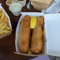 Fish and chips at Suzy Spoon's Vegetarian Butcher in Marrickville