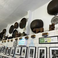 Photos of famous people along the wall  at Bar do Mineiro in Rio De Janeiro