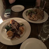 Vegan fried polenta (on left)  at Hudson Clearwater in New York City