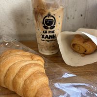 Pain au chocolat and plain croissant (coffee from elsewhere)  at O Plant-based - Nguyễn Đình Chiểu in Ho Chi Minh City