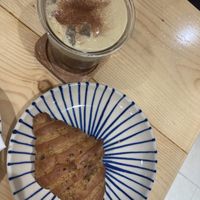 Garlic herb croissant and vegan egg coffee  at O Plant-based - Nguyễn Đình Chiểu in Ho Chi Minh City